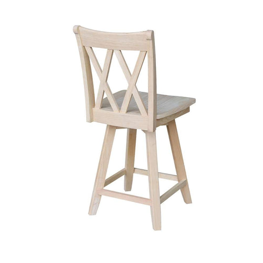 International Concepts - Double inXin Back Counter Height Stool - 24inSH - S-202SW veiw 2