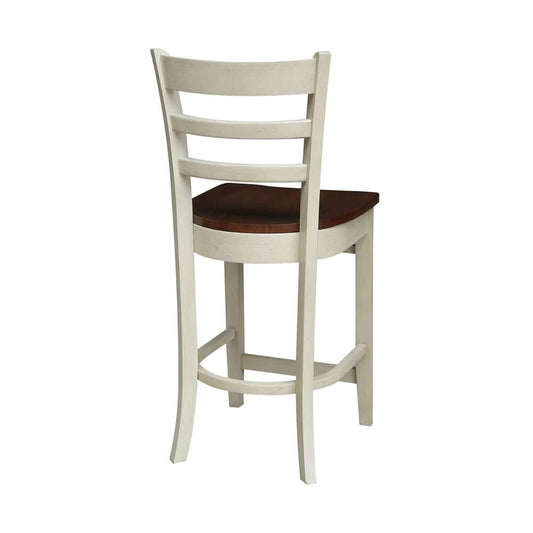 International Concepts - Emily Counter Height Stool - 24inSH in Antiqued Almond/Espresso Finish - S12-6172 veiw 2