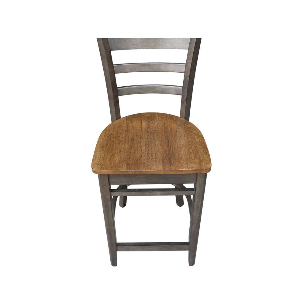 International Concepts - Emily Counter Height Stool - 24inSH in Hickory/Washed Coal Finish - S45-6172 veiw 10