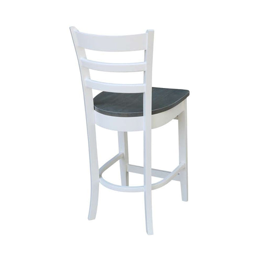 International Concepts - Emily Counter Height Stool - 24inSH in White/Heather Gray Finish - S05-6172 veiw 2