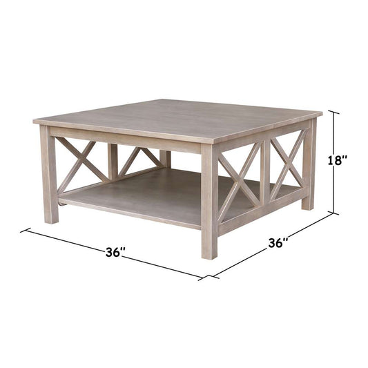 International Concepts - Hampton Square Coffee Table in Washed Gray Taupe Finish - OT09-70SC veiw 2