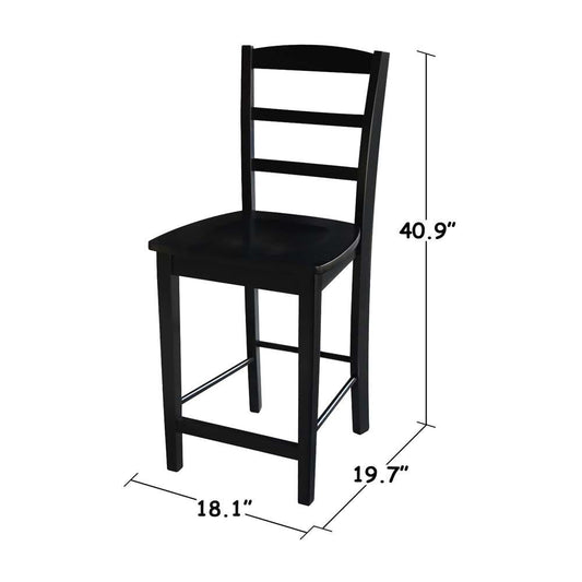 International Concepts - Madrid Counter Height Stool - 24inSH in Black Finish - S46-402 veiw 2