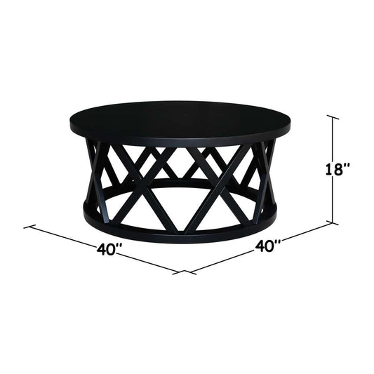 International Concepts - Round Ceylon Coffee Table in Black Finish - OT46-46CR veiw 2