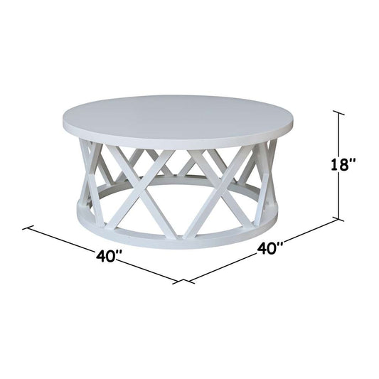 International Concepts - Round Ceylon Coffee Table in White Finish - OT08-46CR veiw 2