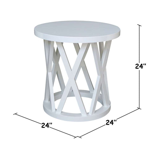 International Concepts - Round Ceylon End Table in White Finish - OT08-46ER veiw 2
