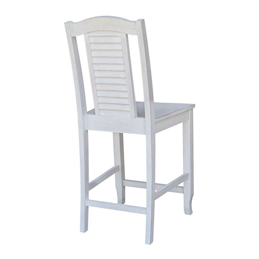 International Concepts - Seaside Counter Height Stool - 24inSH in Chalk - Antiqued Finish - S28-452 veiw 2
