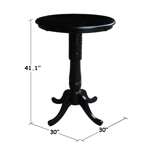 International Concepts (Set of 3 Pcs) - 30in Round Pedestal Gathering Height Table with 2 Counter Height Stools in Black Finish - K46-30RT-27B-S6172-2 veiw 2