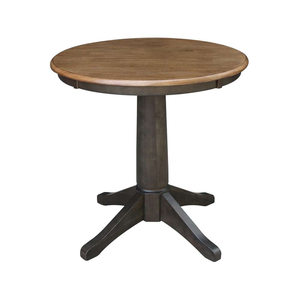 International Concepts (Set of 3 Pcs) -30in Round Top Ped Table with 2 Emily Chairs in Hickory/Washed Coal Finish - K45-30RT-27B-C617P veiw 4