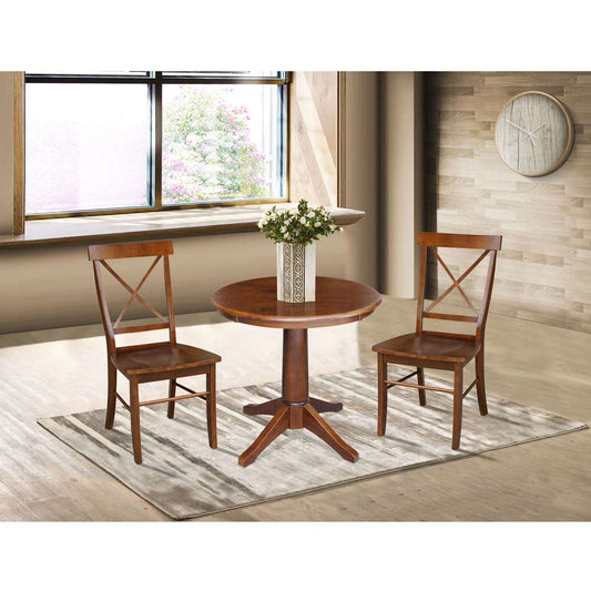 International Concepts (Set of 3 Pcs) -30in Round Top Ped Table with 2 RTA Chairs in Espresso Finish - K581-30RT-27B-C613-2 veiw 2