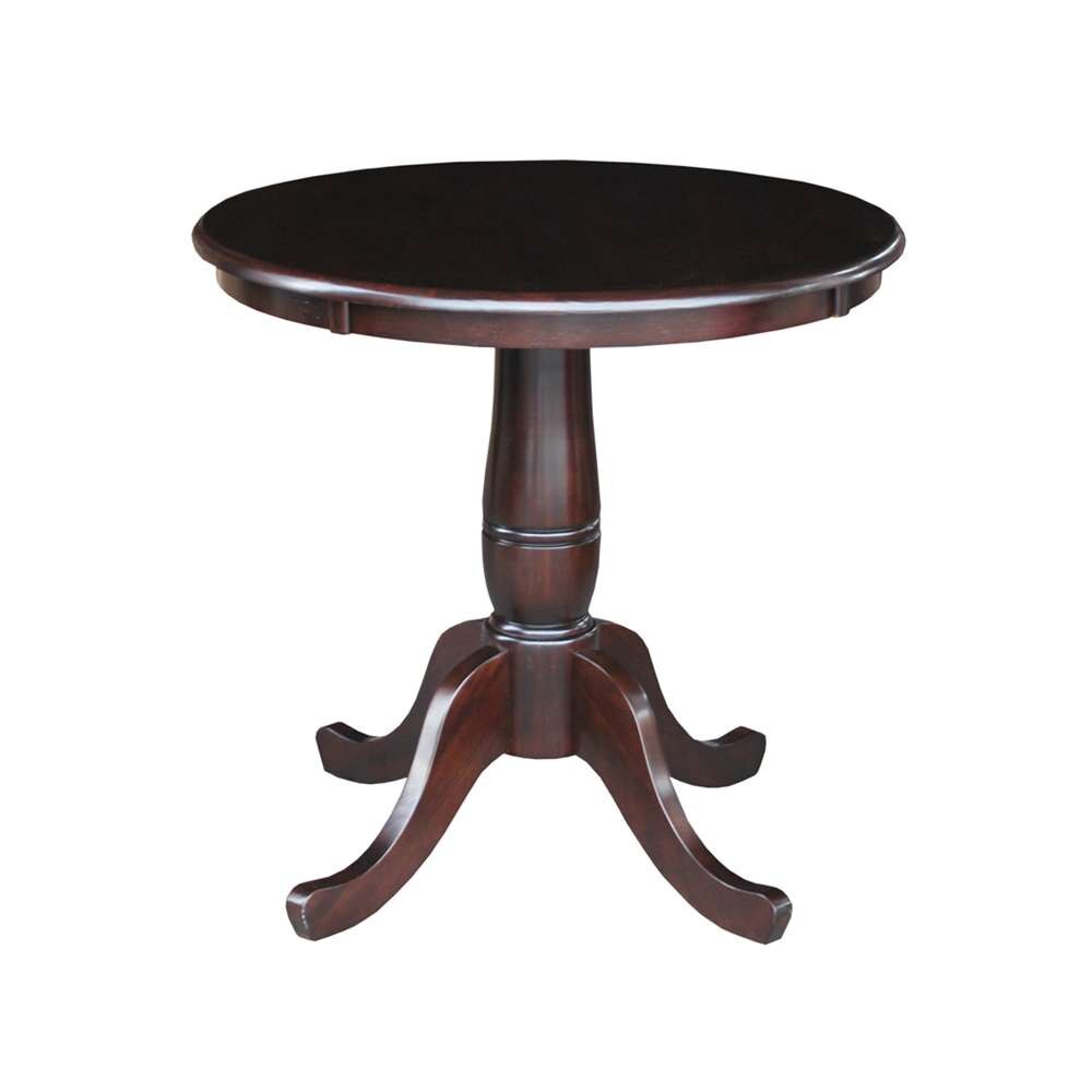 International Concepts (Set of 3 Pcs) -30in Round Top Ped Table with 2 RTA Chairs in Rich Mocha Finish - K15-30RT-C2-2 veiw 4