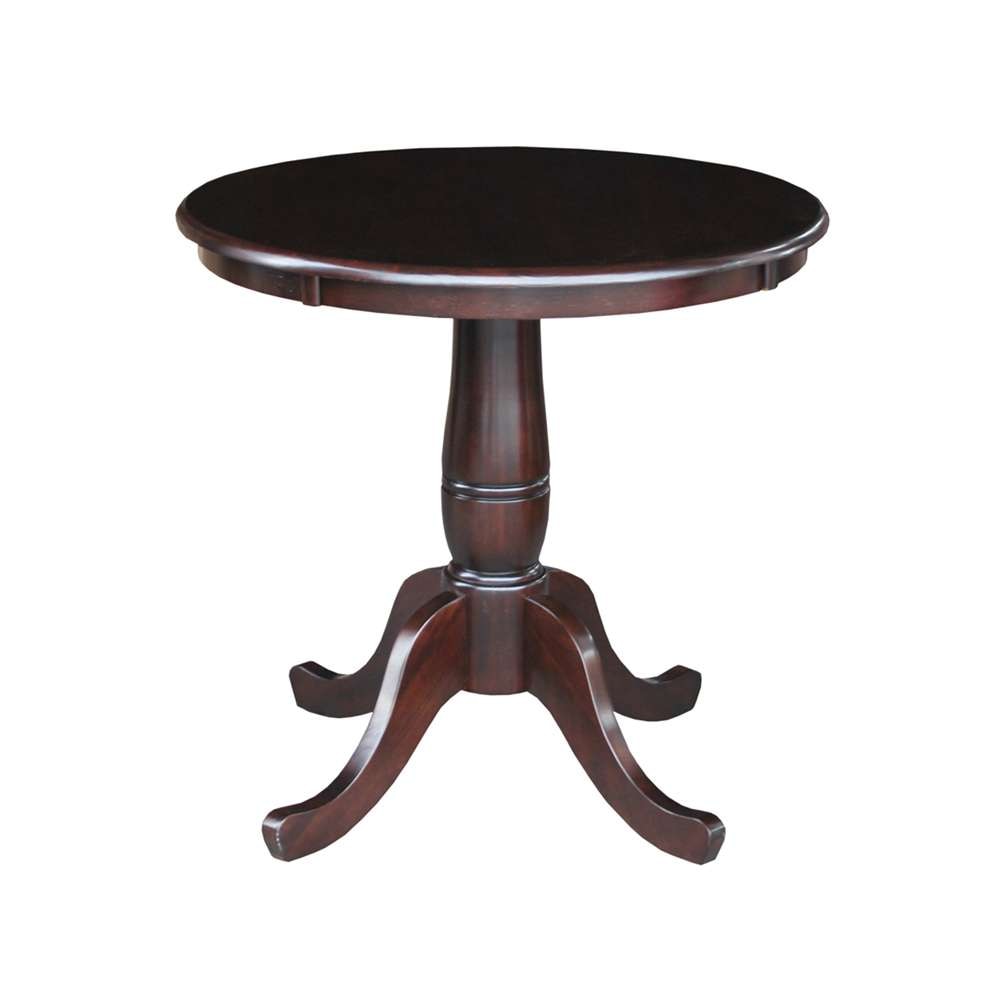 International Concepts (Set of 3 Pcs) -30in Round Top Ped Table with 2 RTA Chairs in Rich Mocha Finish - K15-30RT-C613-2 veiw 4