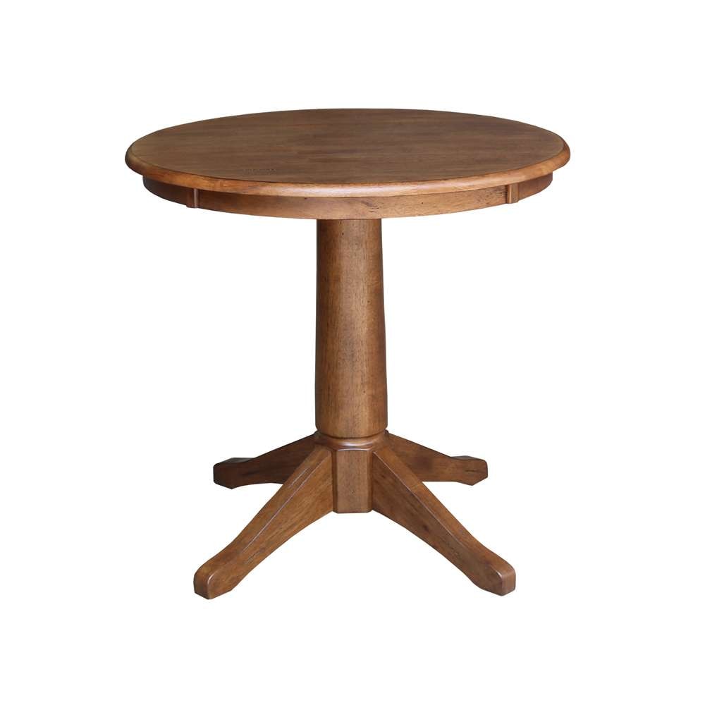 International Concepts (Set of 3 Pcs) -30in Round Top Ped Table with 2 San Remo Chairs in Distressed Oak Finish - K42-30RT-27B-C10-2 veiw 4