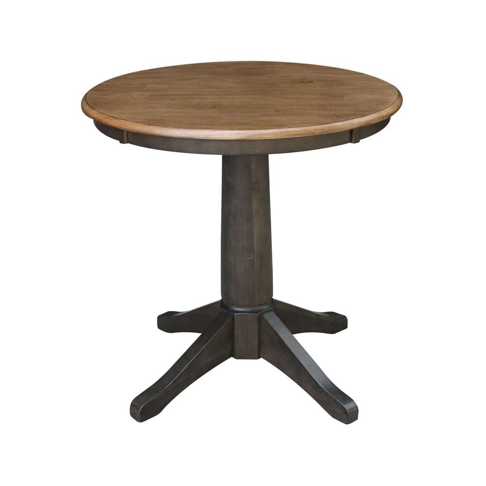International Concepts (Set of 3 Pcs) -30in Round Top Ped Table with 2 X-Back Chairs in Hickory/Washed Coal Finish - K45-30RT-27B-C613-2 veiw 4