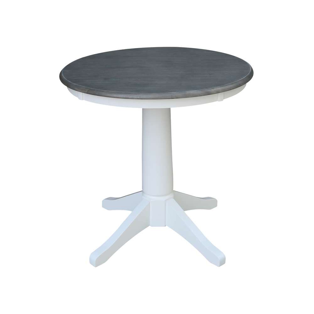 International Concepts (Set of 3 Pcs) -30in Round Top Ped Table with 2 X-Back Chairs in White/Heather Gray Finish - K05-30RT-27B-C613-2 veiw 4