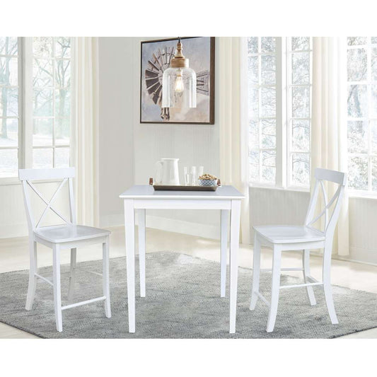 International Concepts (Set of 3 Pcs) - 30X30 Counter Height Dining Table with 2 X-Back Counter Height Stools in White Finish - K08-3030-S6132-2 veiw 2