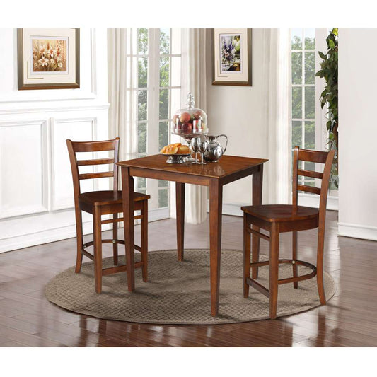International Concepts (Set of 3 Pcs) - 30X30 Counter Height Table with 2 Counter Height Stools in Espresso Finish - K581-3030-S6172-2 veiw 2