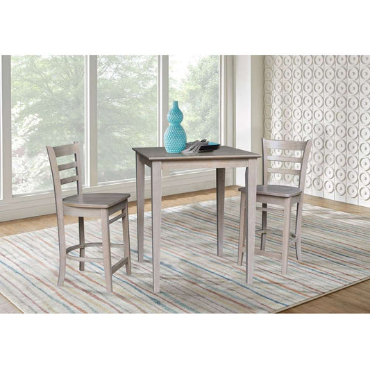 International Concepts (Set of 3 Pcs) - 30X30 Counter Height Table with 2 Stools in Washed Gray Taupe Finish - K09-3030-S6172-2 veiw 2