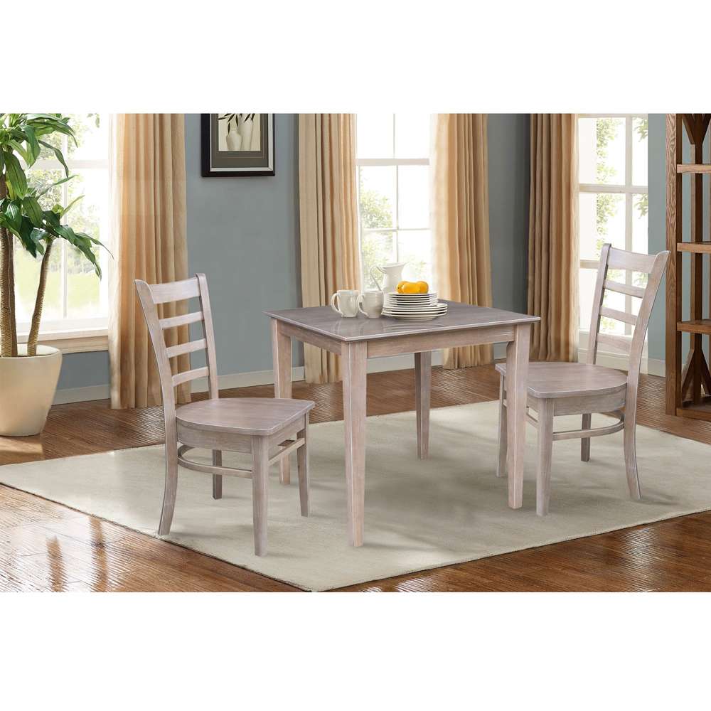 International Concepts (Set of 3 Pcs) - 30X30 Dining Table with 2 Emily Chairs in Washed Gray Taupe Finish - K09-3030-C617-2 veiw 2