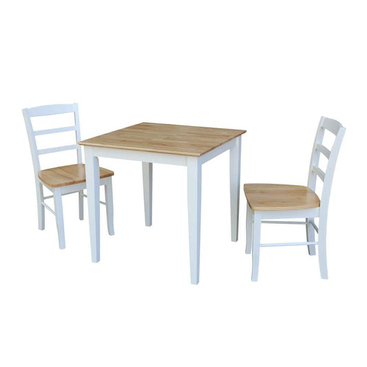 International Concepts (Set of 3 Pcs) - 30X30 Dining Table with 2 Ladderback Chairs in White / Natural Finish - K02-3030-C2P-2 veiw 2