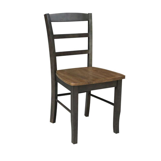 International Concepts (Set of 3 Pcs) - 36in Round Extension Dining Table with 2 RTA Chairs in Hickory/Washed Coal Finish - K45-36RXT-C2-2 veiw 2