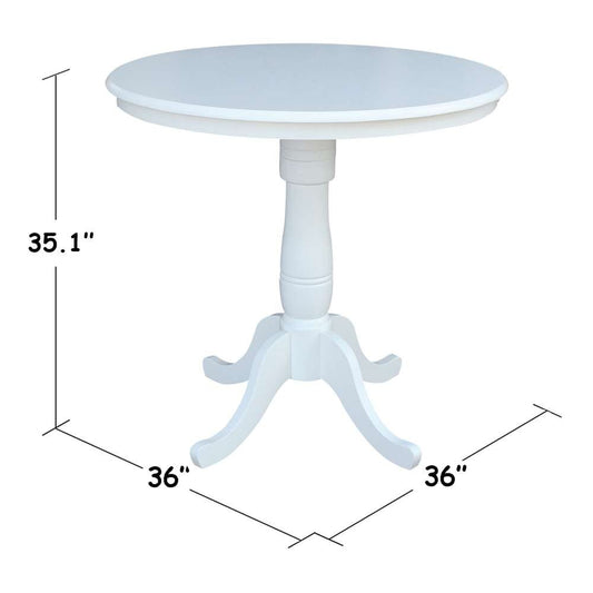 International Concepts (Set of 3 Pcs) - 36in Round Pedestal Gathering Height Table with 2 X-Back Counter Height Stools in White Finish - K08-36RT-6B-17 veiw 2