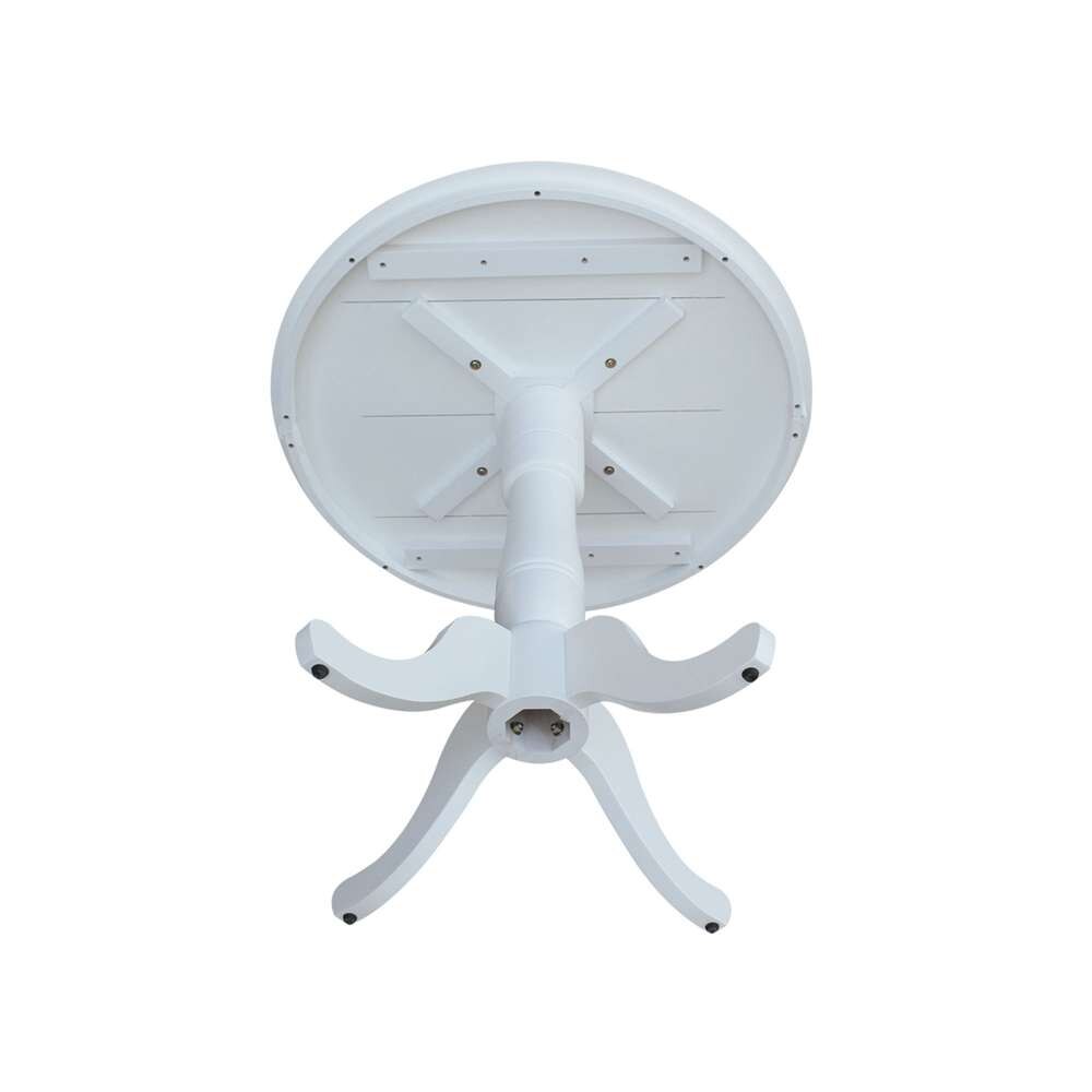 International Concepts (Set of 3 Pcs) - 36in Round Pedestal Gathering Height Table with 2 X-Back Counter Height Stools in White Finish - K08-36RT-6B-17 veiw 4