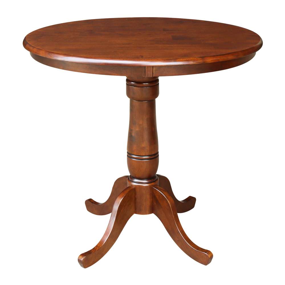 International Concepts (Set of 3 Pcs) - 36in Round Pedestal Table with 2 RTA Counter Height Stools in Espresso Finish - K581-36RT-S6172-2 veiw 4