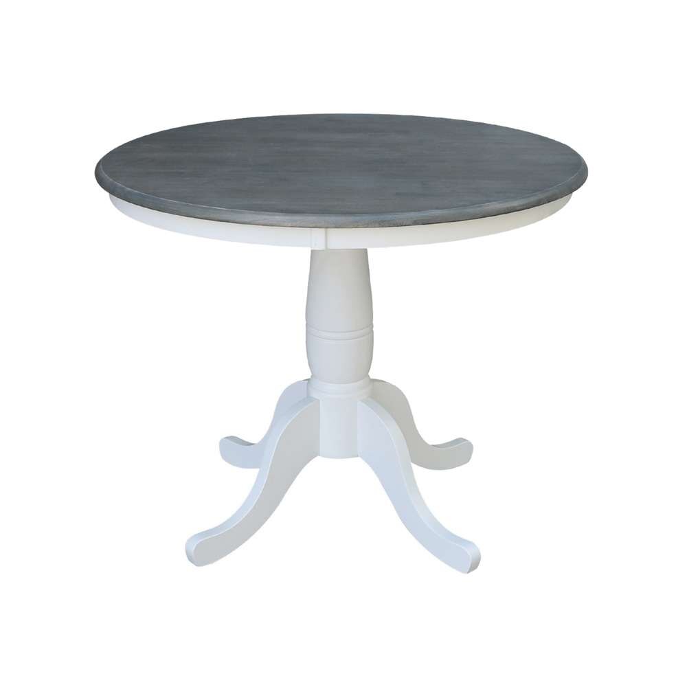 International Concepts (Set of 3 Pcs) -36in Round Top Ped Table with 2 X-Back Chairs in White/Heather Gray Finish - K05-36RT-C613-2 veiw 4