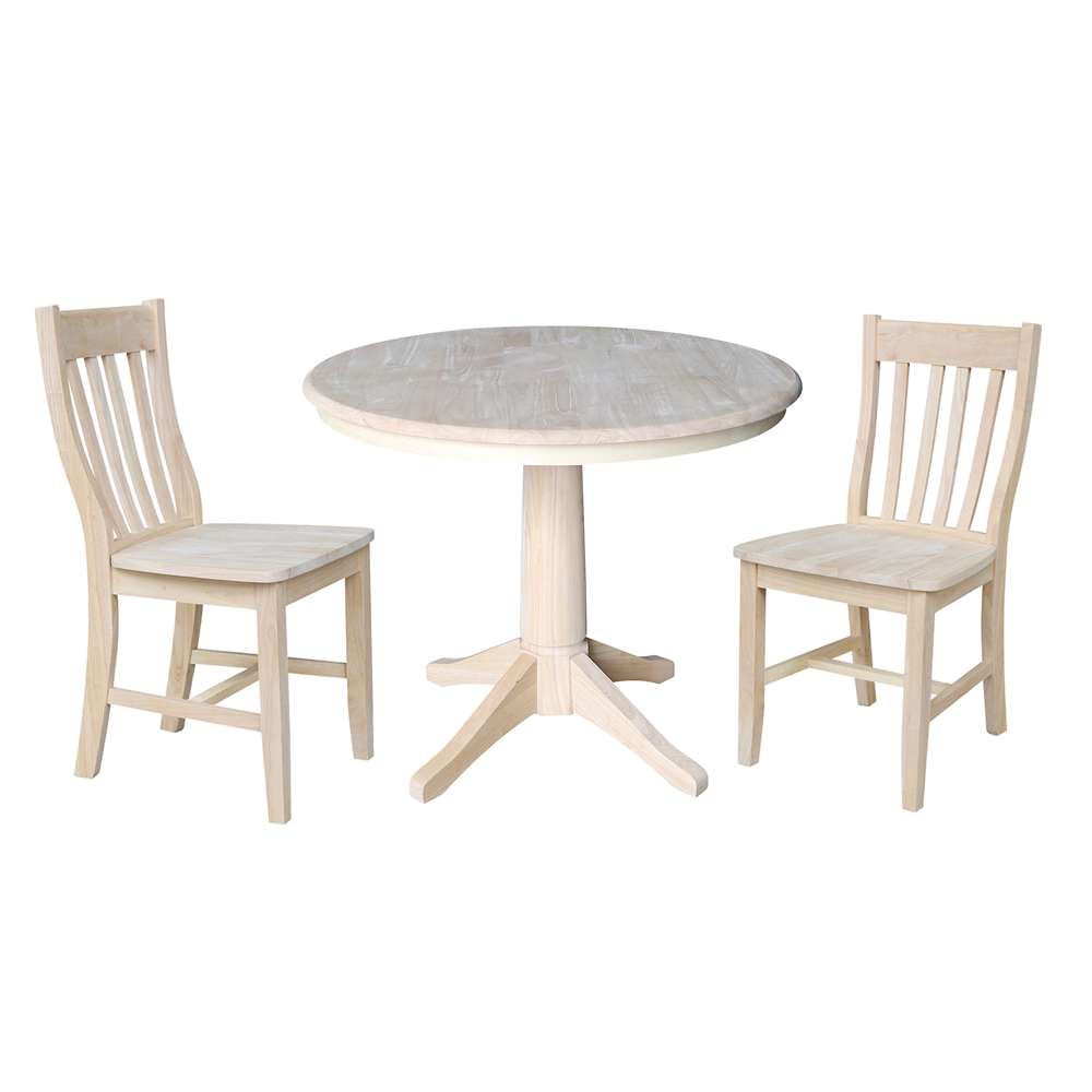International Concepts (Set of 3 Pcs) -36in Round Top Ped Table with 2 Cafe Chairs - K-36RT-27B-C61-2 veiw 1