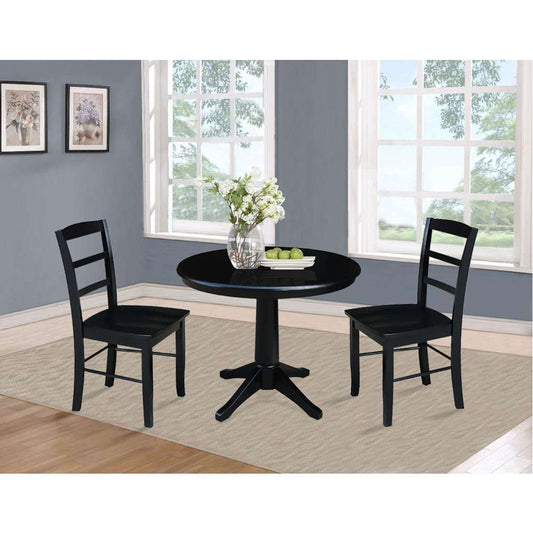 International Concepts (Set of 3 Pcs) -36in Round Top Ped Table with 2 Madrid Chairs in Black Finish - K46-36RT-27B-C2-2 veiw 2