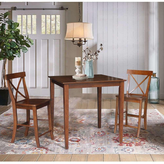 International Concepts (Set of 3 Pcs) - 36X36 Counter Height Dining Table with 2 RTA Counter Height Stools, 24inSH in Espresso Finish - K581-3636-S6132-2 veiw 2