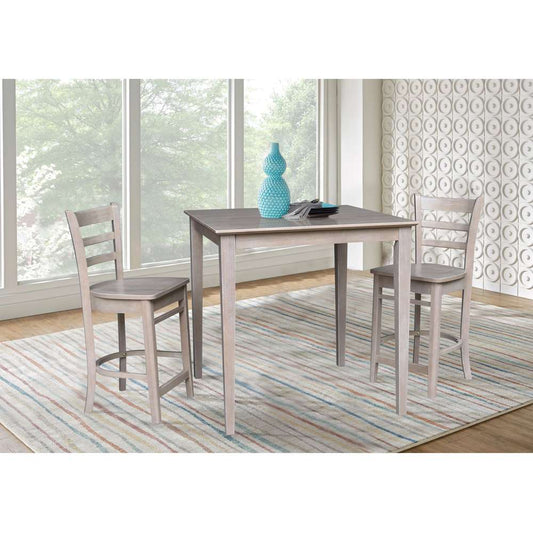 International Concepts (Set of 3 Pcs) - 36X36 Counter Height Dining Table with 2 Stools in Washed Gray Taupe Finish - K09-3636-S6172-2 veiw 2