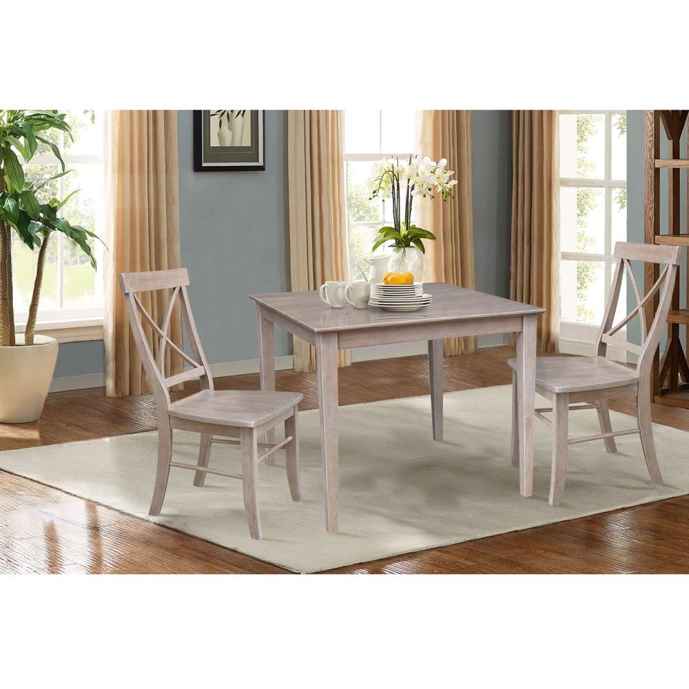 International Concepts (Set of 3 Pcs) - 36X36 Dining Table with 2 X-Back Side Chairs in Washed Gray Taupe Finish - K09-3636-C613-2 veiw 3