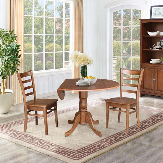 International Concepts (Set of 3 Pcs) - 42in Dual Drop Leaf Table with 2 Emily Side Chairs in Distressed Oak Finish - K42-42DP-C617P veiw 2