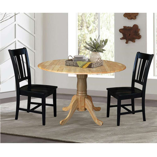 International Concepts (Set of 3 Pcs) - 42in Dual Drop Leaf Table with 2 RTA Chairs in Natural Finish - K01-42DP-C46-10P veiw 2