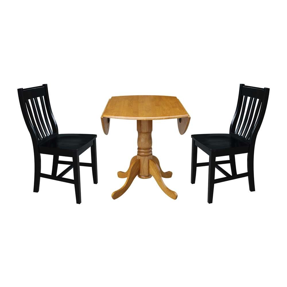 International Concepts (Set of 3 Pcs) - 42in Dual Drop Leaf Table with 2 RTA Chairs in Oak Finish - K04-42DP-C46-61P veiw 6