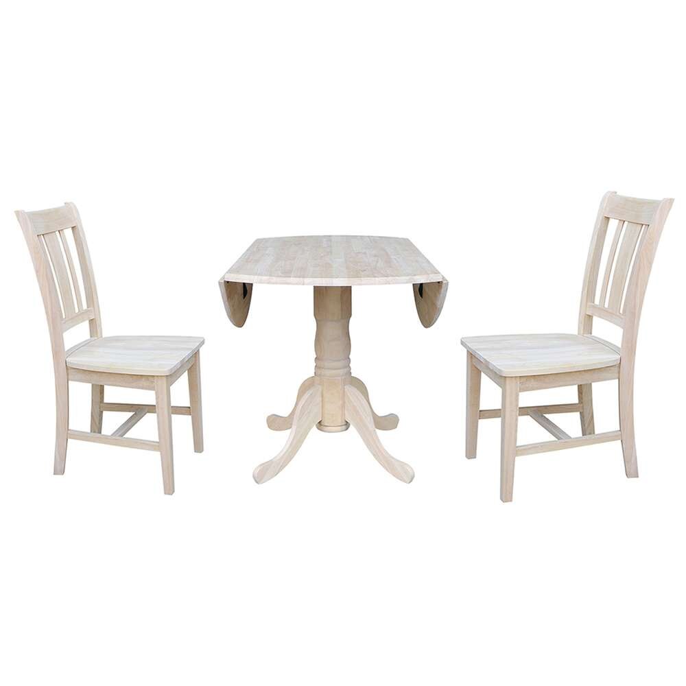 International Concepts (Set of 3 Pcs) - 42in Dual Drop Leaf Table with 2 San Remo Chairs - K-42DP-C10 veiw 4