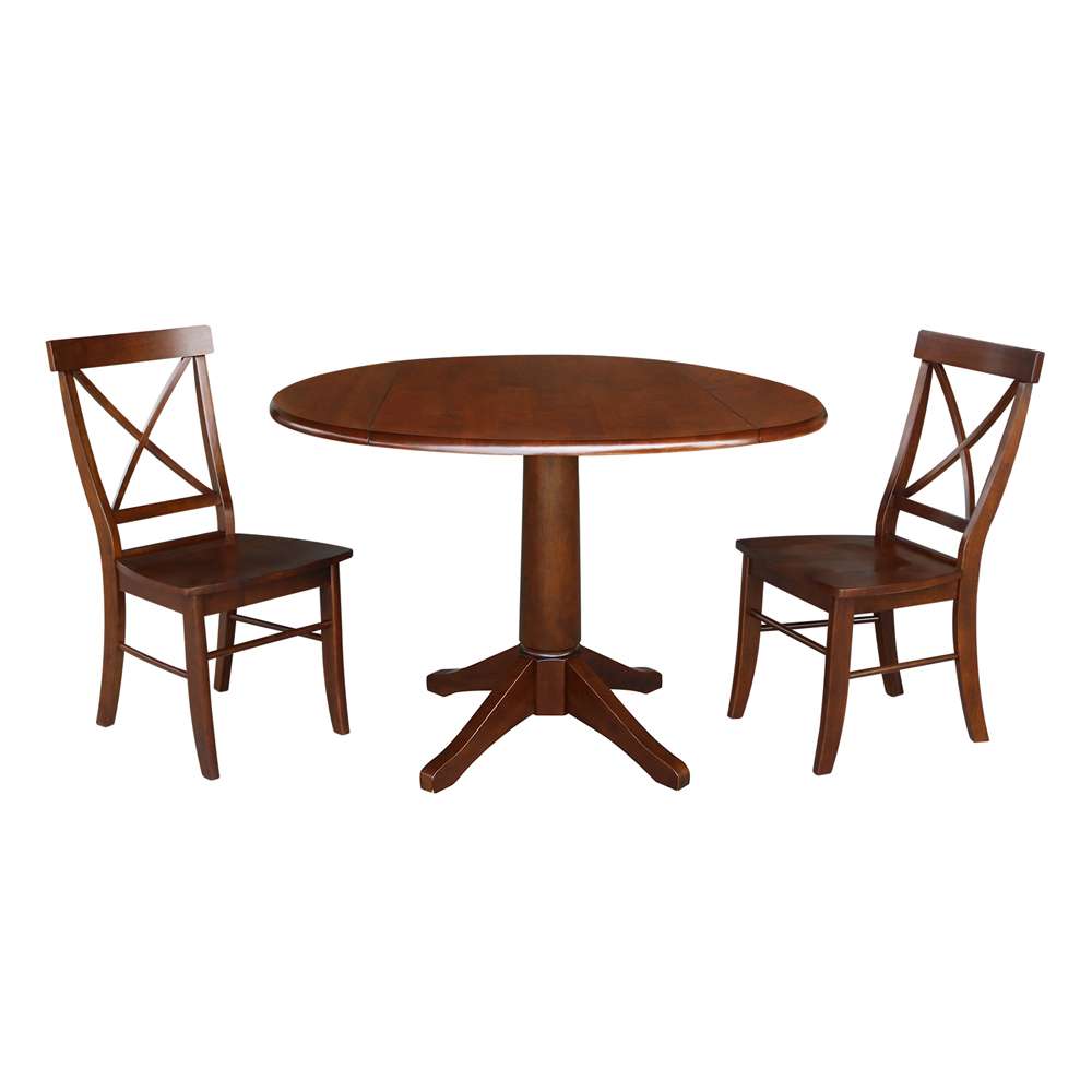International Concepts (Set of 3 Pcs) -42in Round Top Ped Table with 2 RTA Chairs in Espresso Finish - K581-42DPT-27-C613-2 veiw 1