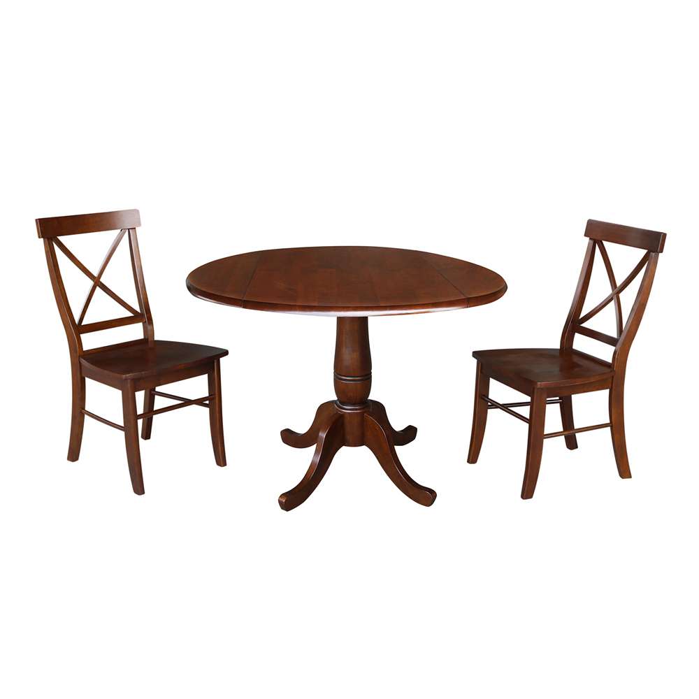 International Concepts (Set of 3 Pcs) -42in Round Top Ped Table with 2 RTA Chairs in Espresso Finish - K581-42DPT-C613-2 veiw 1