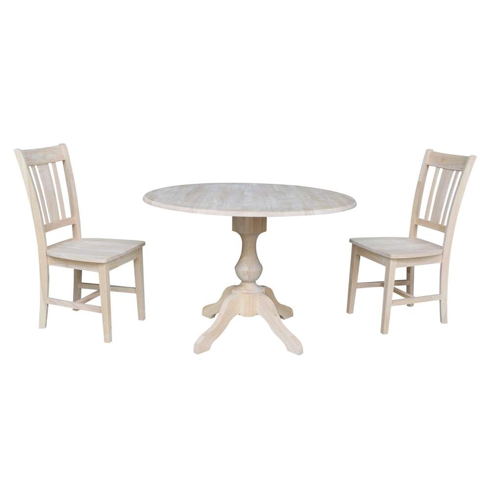 International Concepts (Set of 3 Pcs) -42in Round Top Ped Table with 2 RTA Chairs - K-42DPT-11-C10-2 veiw 1