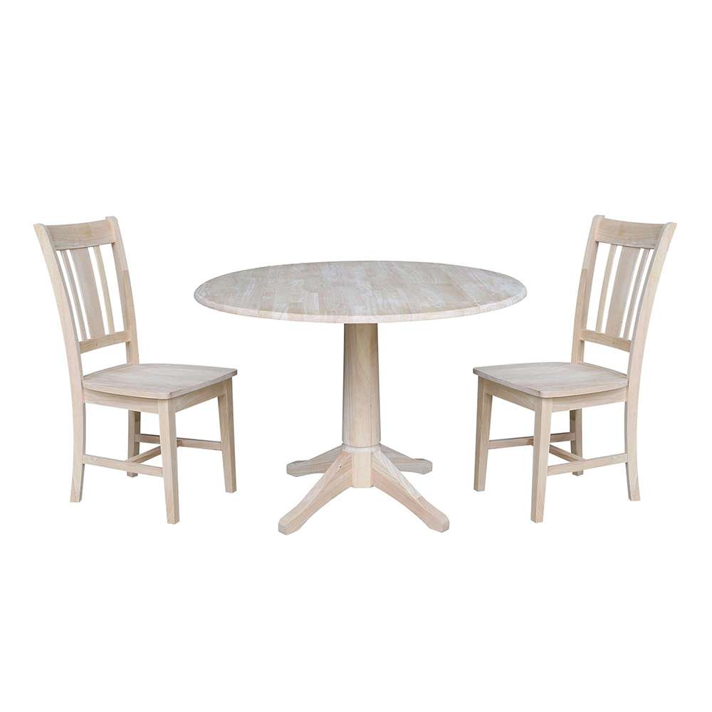 International Concepts (Set of 3 Pcs) -42in Round Top Ped Table with 2 RTA Chairs - K-42DPT-27-C10-2 veiw 1