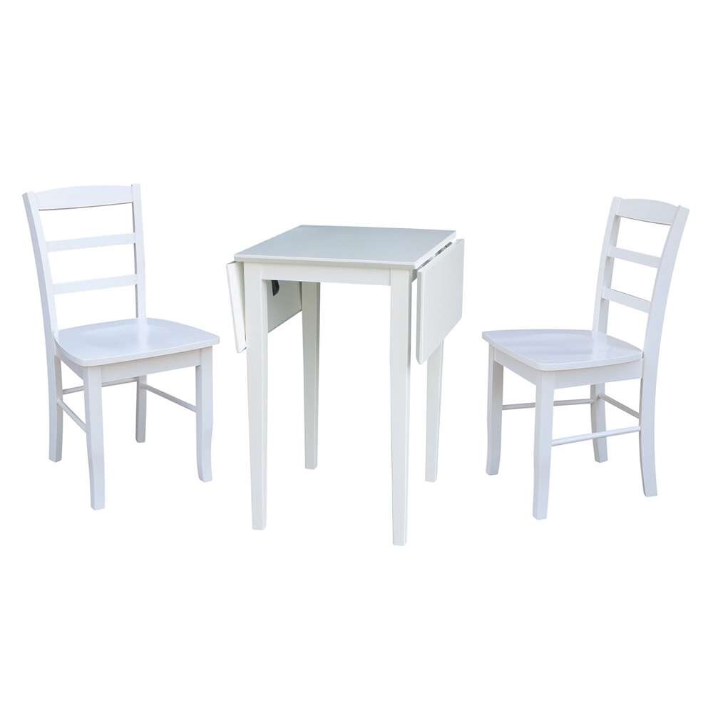 International Concepts (Set of 3 Pcs) - Small Dual Drop Leaf Table with 2 San Remo Chairs in White Finish - K08-2236D-C2-2 veiw 6