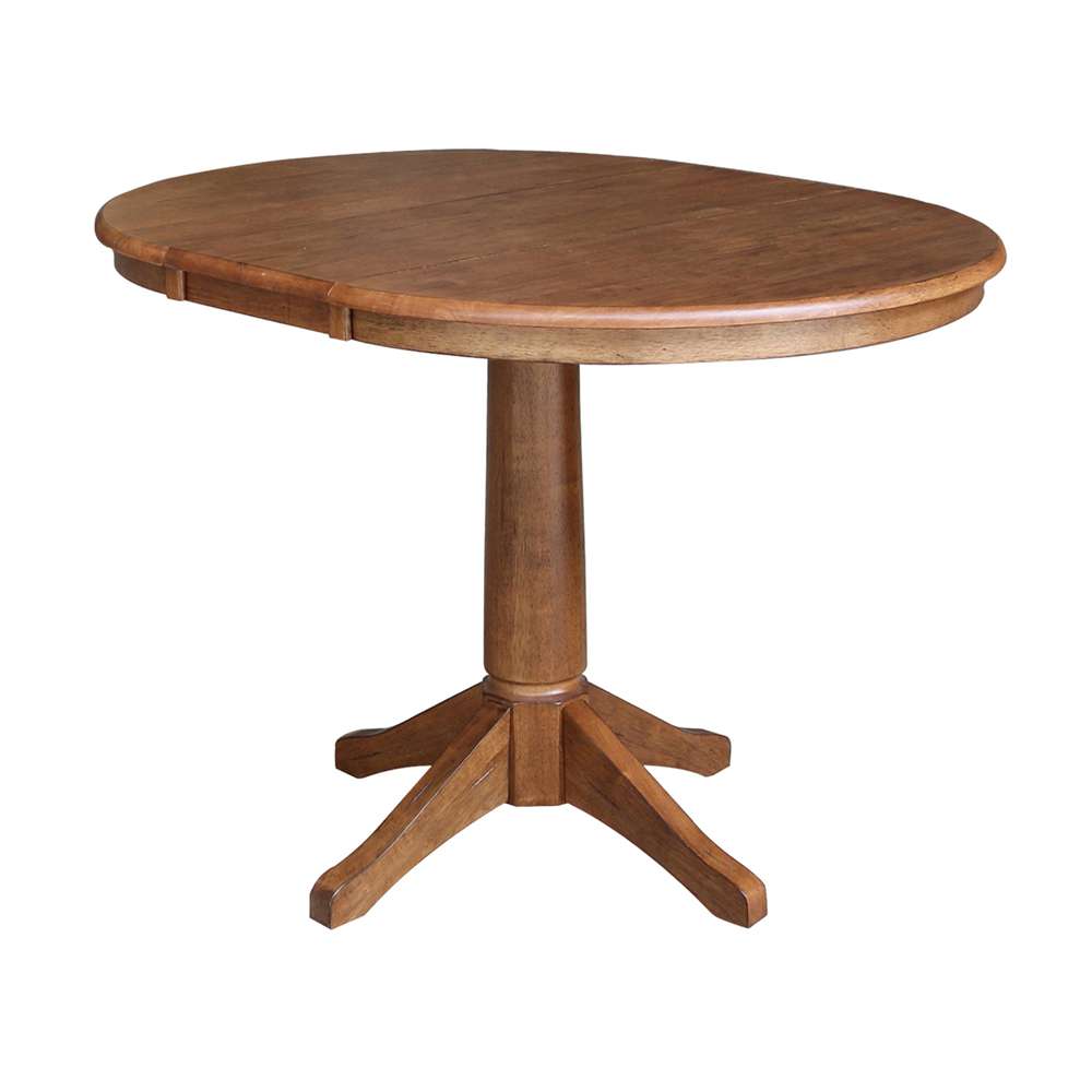 International Concepts - (Set of 5 Pcs) 36in Round Extension Dining Table with 4 RTA Chairs in Distressed Oak Finish - K42-36RXT-27B-C2-4 veiw 4
