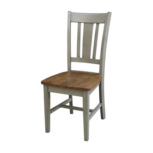 International Concepts - (Set of 5 Pcs) 36in Round Extension Dining Table with 4 RTA Chairs in Hickory/Stone Finish - K41-36RXT-C10-4 veiw 2