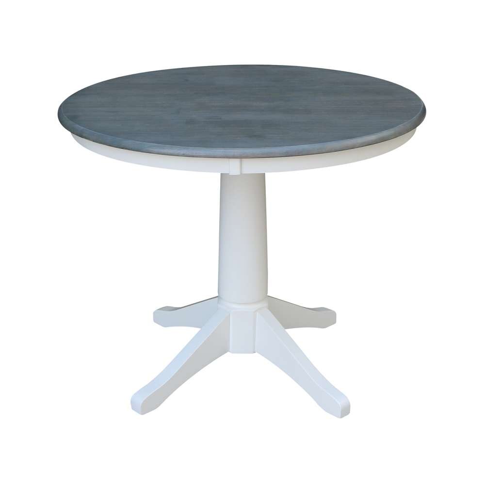 International Concepts - (Set of 5 Pcs)36in Round Top Ped Table with 4 RTA Chairs in White/Heather Gray Finish - K05-36RT-27B-C2-4 veiw 4