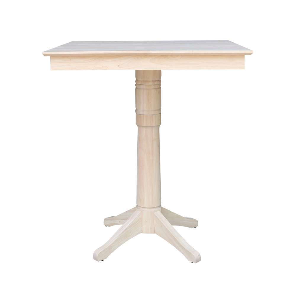 International Concepts - (Set of 5 Pcs)36X36 Square Top Ped Table with 4 Bar Height Stools - K-3636TP-27B-S103-4 veiw 3