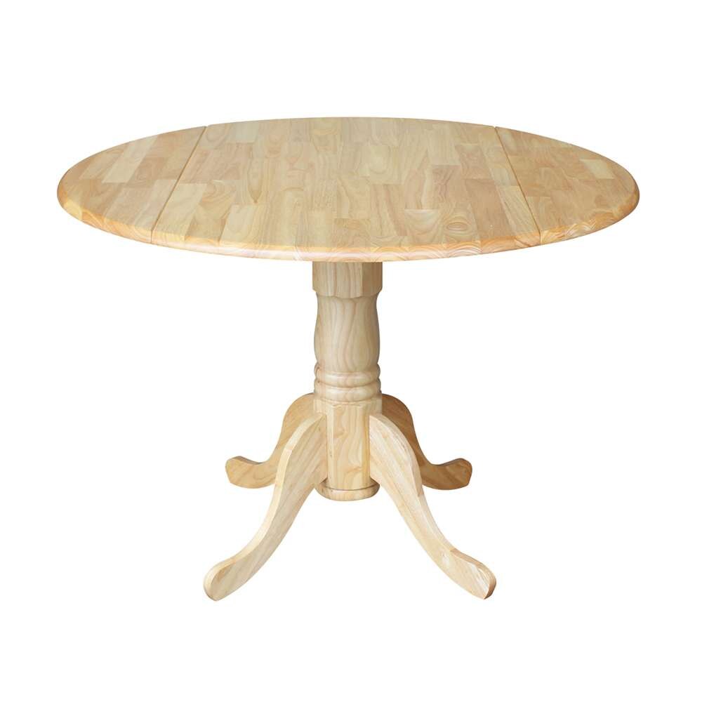 International Concepts - (Set of 5 Pcs) 42in Dual Drop Leaf Table with 4 RTA Chairs in Natural Finish - K01-42DP-C46-2-4 veiw 4