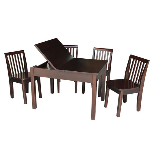 International Concepts - (Set of 5 Pcs) Table with 4 Mission Juvenile Chairs in Rich Mocha Finish in Rich Mocha Finish - K15-JT2532L-263-4 veiw 2