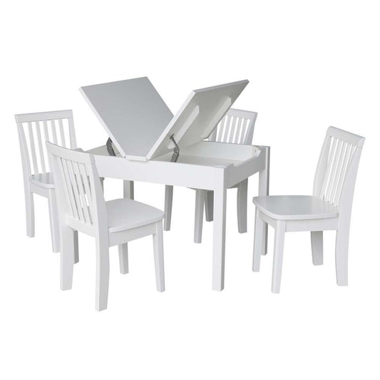 International Concepts - (Set of 5 Pcs) Table with 4 Mission Juvenile Chairs in White Finish in White Finish - K08-JT2532L-263-4 veiw 2
