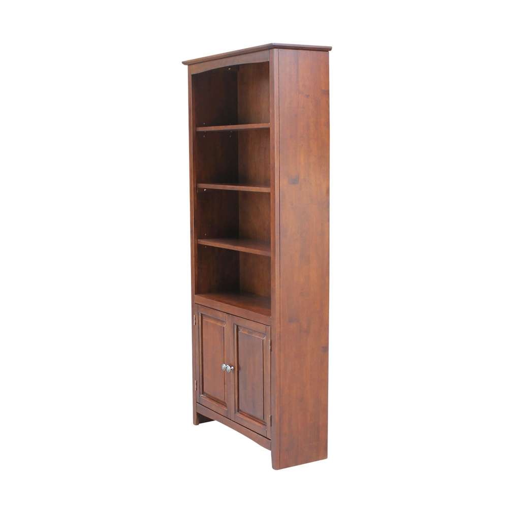 International Concepts - Shaker Bookcase - 72inH with 2 Lower Doors in Espresso Finish in Espresso Finish - K581-SH-3227A-SH-322D veiw 8